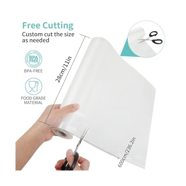 2 rouleaux 28x600 cm film sous vide alimentaire - Sac sous vide alimentaire BPA-free, résistant à la chaleur, idéal pour la c