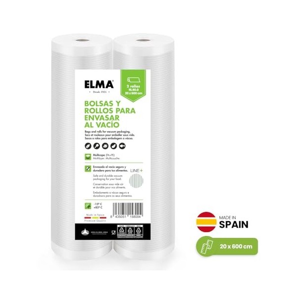 Lot de 2 rouleaux demballage sous vide avec technologie Line + | Nouvelle formule, système rayé, multicouche, sans BPA, fabr