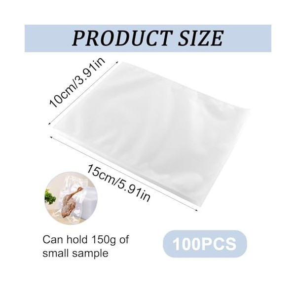 Lot de 100 sacs demballage sous vide, 10 x 15 cm, de qualité commerciale, épais gaufré, sacs de rangement sous vide, sacs de
