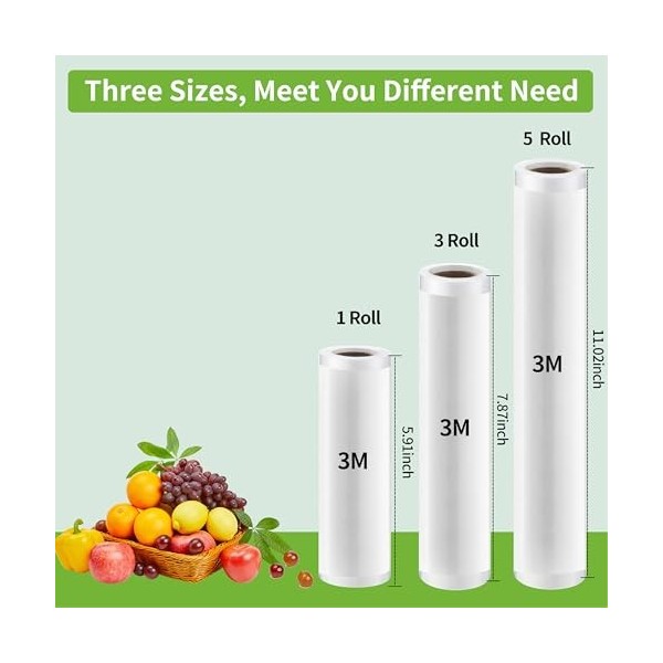 Bucomtu 9 volumes de Sac sous vide Alimentaire, rouleau sous vide alimentaire, Sac Sous-Vide, à lexclusion du bisphénol A, d