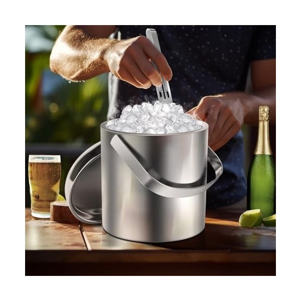 Sailnovo Enfriador de hielo, doble pared, cubos de hielo de 1,3 litros