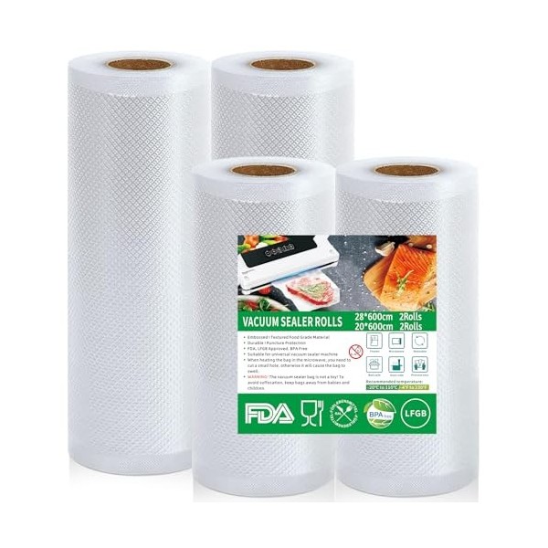 Votoko Sachet Sous Vide Alimentaire, 28cm 12m + 20cm 12m Sac sous Vide Alimentaire, Rouleau Film Sous Vide Alimentaire, San