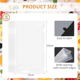 AiQInu Sacs Sous Vide Alimentaire 50 Sachets, 15cm x 25cm Foodsaver sac Sous Vide, Réutilisable, Solide et Durable, Sans BPA,