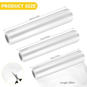 3 Rouleau Sous Vide Alimentaire, Rouleau Sac Sous Vide Alimentaire, Film Sac pour Machine Sous Vide Alimentaire, pour Sous Vi