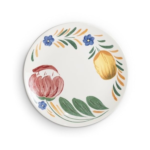 Wade WA967014BLU Assiette à dessert florale bleue avec motif floral bleu pâle et blanc, fabriquée en faïence, fabriquée à Sto...
