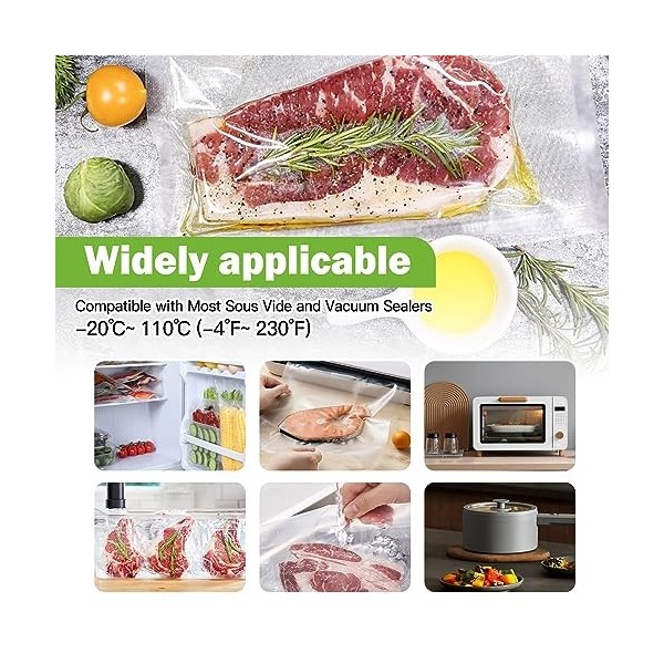 Omtofo Rouleau Sous Vide Alimentaire, 9 Rouleaux 20/25/28cm*300cm Sac Sous Vide, Convient à Tous Machine Sous Vide, Sachet So