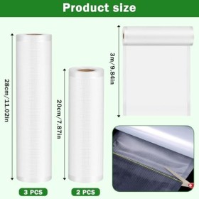 UZSUZZ Sac Sous Vide Alimentaire 5 Rouleaux 28x3/20x2/300cm Sac Rangement Sous Vide Aspirateur Rouleau Sous Vide Alimentaire 