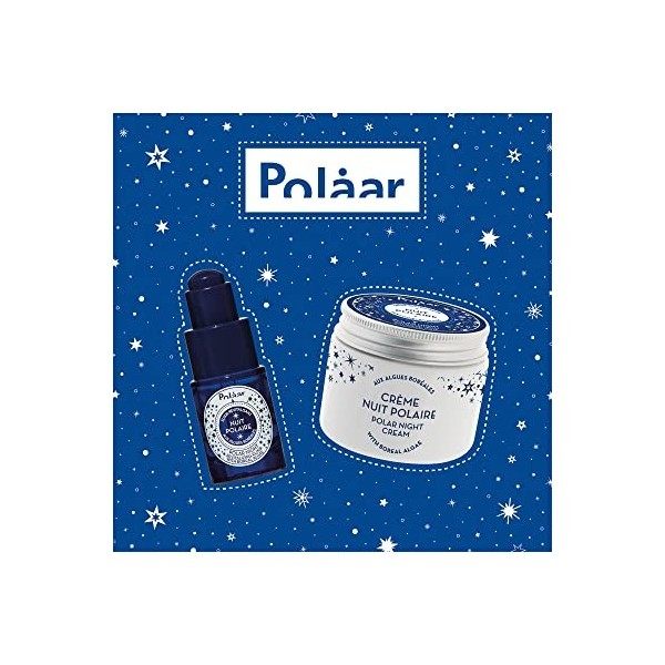 Polåar - Coffret Cadeau Nuit Polaire aux Algues Boréales - Crème Visage 50 ml + Elixir 15 ml - Soins de Nuit Anti-âge, Lissan