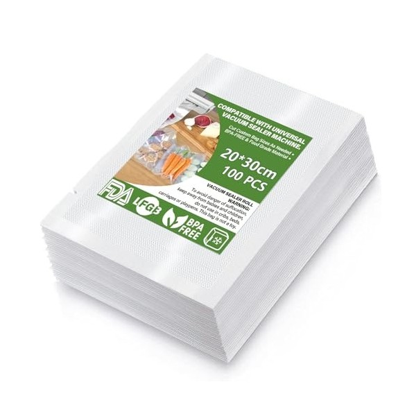 Sacs Sous Vide Alimentaire-100 Sachets,Sacs à Faire le Vide dair Gaufrés Convient à Tous Machine Sous Vide,pour la Conservat