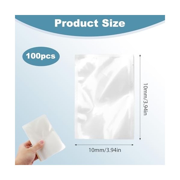 Lot de 100 sacs demballage sous vide - 10 x 15 cm - Transparents - Sacs demballage sous vide - Sacs épais pour emballage so