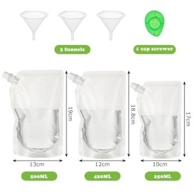 ASelected Lot de 24 pochettes à boisson en plastique réutilisables avec bec verseur anti-fuite, pour alcool, jus de fruits, l