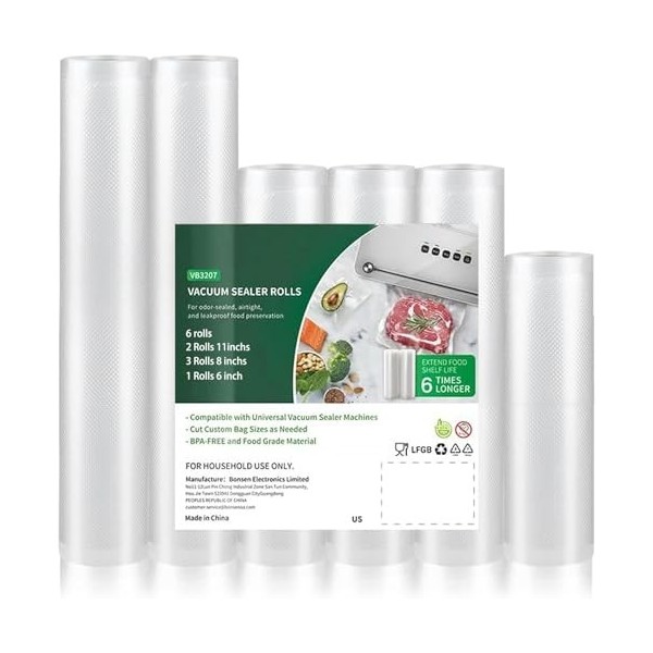 Lot de 6 rouleaux de sacs demballage sous vide pour aliments 15 x 300 cm 1 rouleau 20 x 300 cm 3 rouleaux 28 x 300 cm 2