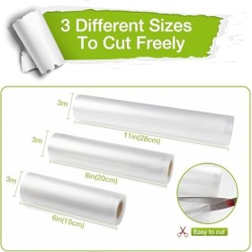 Lot de 6 rouleaux de sacs demballage sous vide pour aliments 15 x 300 cm 1 rouleau 20 x 300 cm 3 rouleaux 28 x 300 cm 2