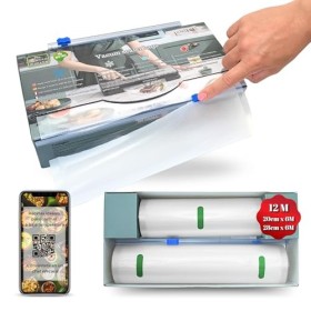 Antege Sacs sous vide pour aliments. 2 rouleaux, 1 de 28 x 600 cm et 1 de 20 x 600 cm Sacs sous vide pour aliments