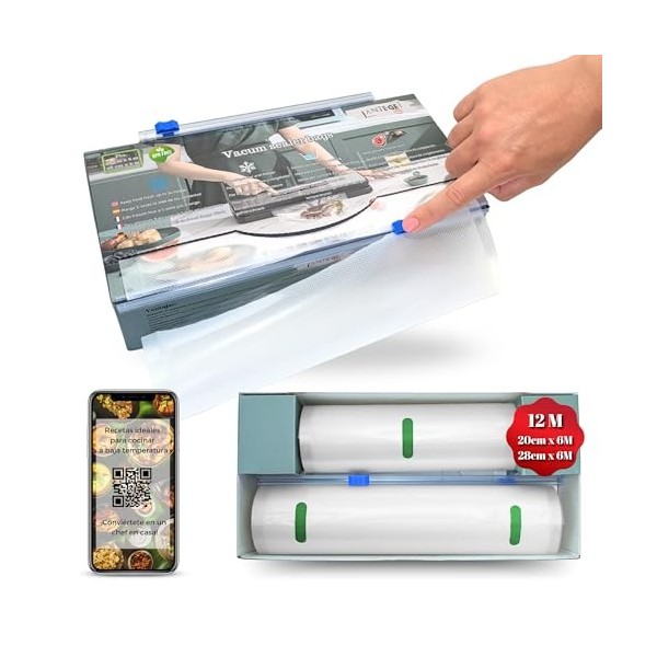 Antege Sacs sous vide pour aliments. 2 rouleaux, 1 de 28 x 600 cm et 1 de 20 x 600 cm Sacs sous vide pour aliments