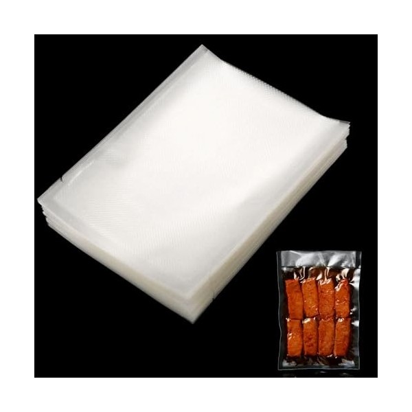 Lot de 100 sacs demballage sous vide pour aliments - Sacs de rangement sous vide épais en relief - Sacs prédécoupés avec tou