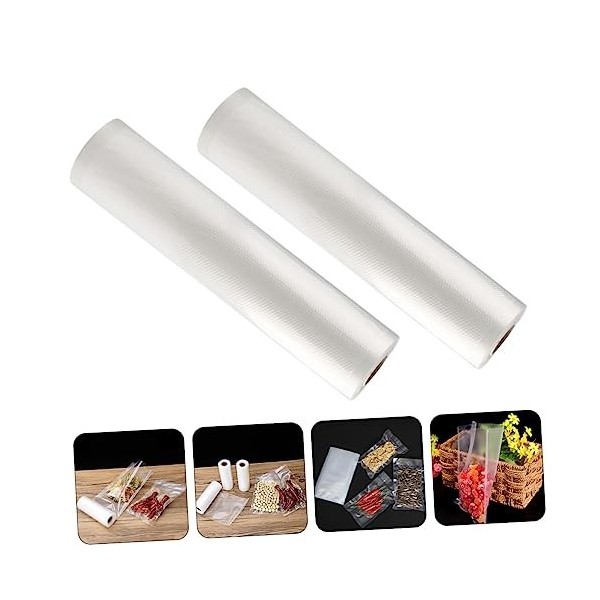 KOMBIUDA Lot de 2 rouleaux de sac de rangement sous vide, sacs hermétiques pour scellage sous vide, sacs hermétiques pour sce