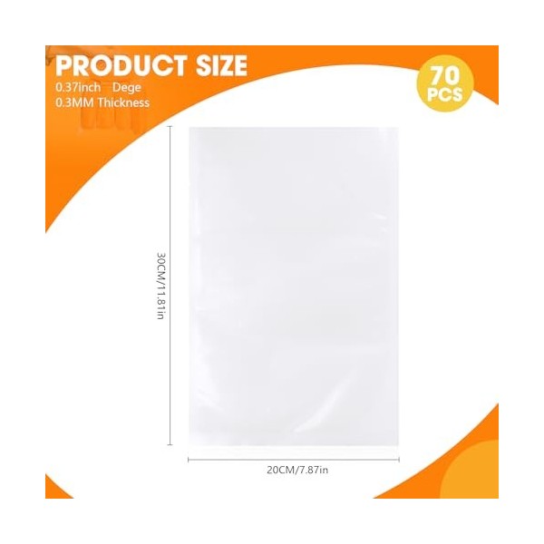 70 Sac Sous Vide Alimentaire 20x30 CM Sachet Sous Vide Alimentaire Sac Machine Sous Vvide Sac Mise Sous Vide Alimentaire Sac 