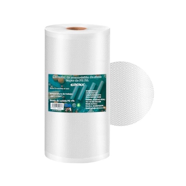 EXNIMA, Rouleaux pour machines à sceller sous vide ou sacs sous vide 2, 4, 6 ou 8 et de 28 x 500 cm, parfaits pour la conserv