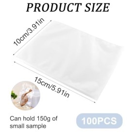Lot de 100 sacs demballage sous vide pour aliments - 10 x 15 cm - Transparent - Qualité commerciale - Sacs prédécoupés pour 