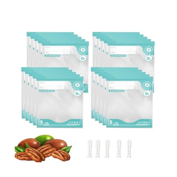 Annalocker Sacs de Rangement pour Scellant sous Vide, 10 Sacs Réutilisables Pour Scellant Alimentaire sous Vide avec 4 clips