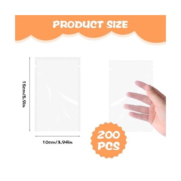 Lot de 200 sacs texturés pour aliments sous vide - 10 x 15 cm - Sacs de rangement sous vide épais en relief