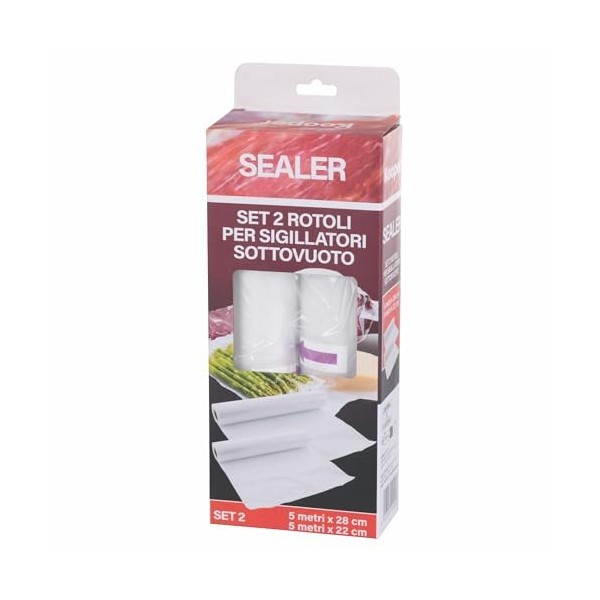 GALILEO Rouleaux de Scellage sous Vide en Plastique PA/PE Transparent Lot de 2 : Petit 500 x 22 x H. 1 cm et Grand 500 x 2