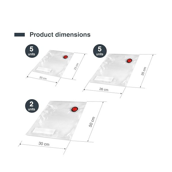 Lacor - 69699 - Sacs sous vide Smart, Soupape à vide spéciale, Fermeture à glissière, Réutilisable, Convient pour congélateur