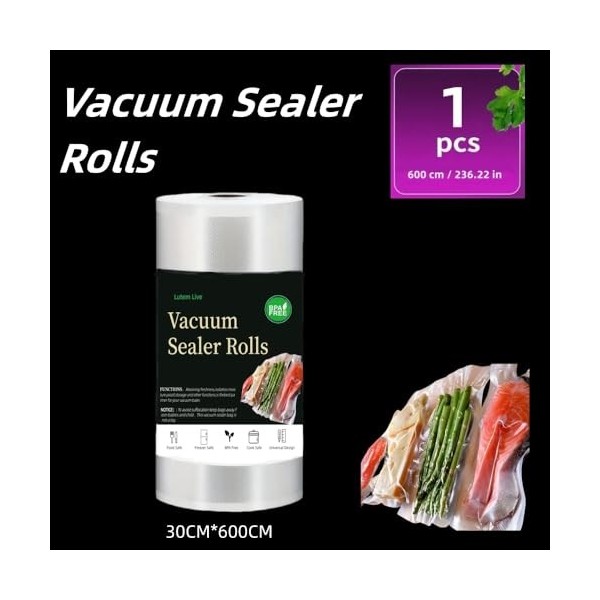 Sacs demballage sous vide LutemLive - Rouleaux sans BPA pour conserver les aliments - Fraîcheur longue durée - Compatible av