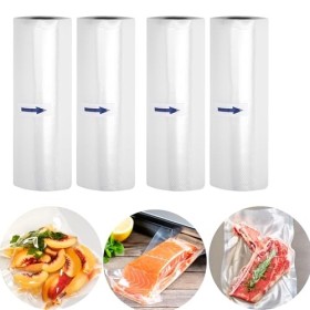 HanAA Lot de 4 rouleaux de sacs sous vide, professionnels, 30 x 650 cm, sans BPA, indéchirable et résistant aux arômes, 190 µ