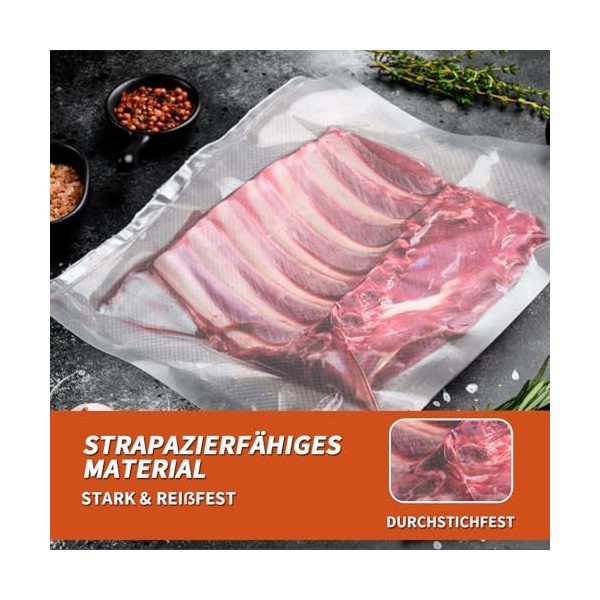 HanAA Lot de 4 rouleaux de sacs sous vide, professionnels, 30 x 650 cm, sans BPA, indéchirable et résistant aux arômes, 190 µ