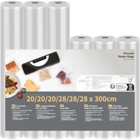 Sacs Sous Vide Alimentaire 6 Rouleau Sous Vide Alimentaire 3 rouleaux 28x300cm et 3 rouleaux 20x300cm Film Sous Vide Alimenta