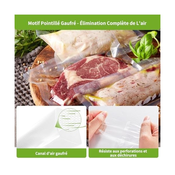 Rouleau Sous Vide Alimentaire, Sac Sous Vide Alimentaire pour Lappareil de Mise Sous Vide, 6 Rouleaux 28x300cm, Film Sous Vi