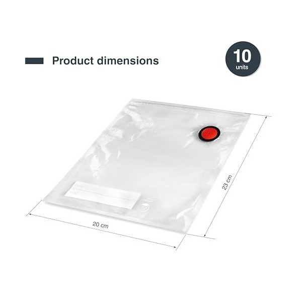 Lacor - 69695 - Sacs sous vide Smart, Soupape à vide spéciale, Fermeture à glissière, Identification à noter, Réutilisable, C