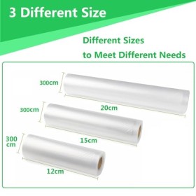 Sac Sous Vide Alimentaire, Sac de LAppareil de Mise Sous Vide, Sac de Congelation Sous Vide, 3PCS 12/15/20 x300cm Rouleau So