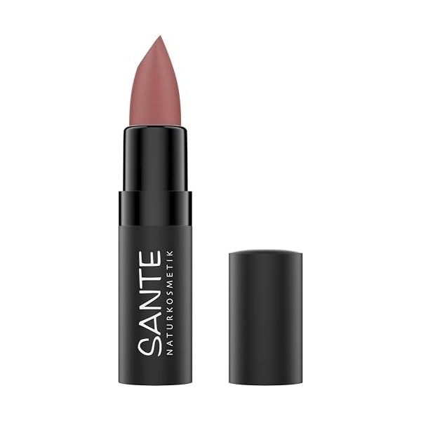 SANTE Naturkosmetik Lipstick 03 Sunset Rose Rouge à lèvres mat poudré mat pour une finition naturelle, soin des lèvres avec s