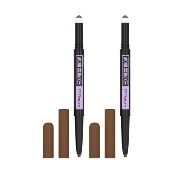 Maybelline New York - Crayon à Sourcils - Express Brow Satin Duo Crayon et Poudre - Teinte : Medium Brown 02 Lot de 2 Maqui...