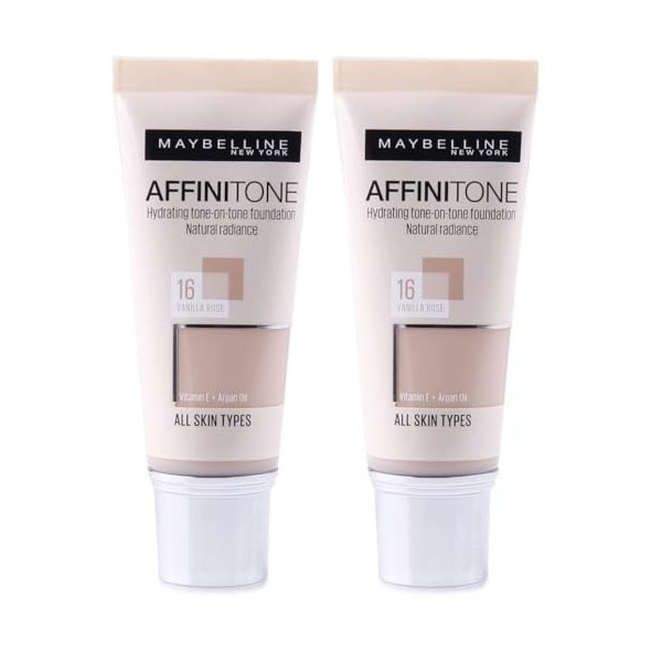 Maybelline Affinitone Perfecting And Protecting Foundation 30ml-16 Vanilla Rose Lot de 2 
