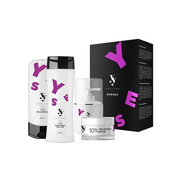 YES!YOU Urée Exfolie Régénère Les Huiles Ensemble De Soins Du Corps Femmes Cadeau 4 Pièces Lotion Pour Le Corps Crème Pour Le