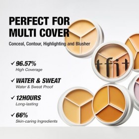 TFIT Cover Up Pro Palette correctrice de couleur 3 en 1 avec couverture complète, 00 Light, 15 g