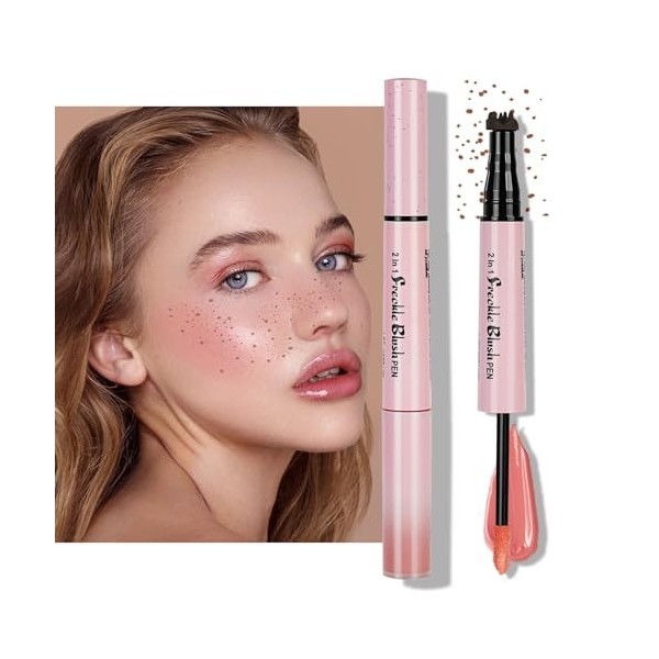 LOPHE Stylo 2-en-1 Tampon à Taches de Rousseur & Blush Liquide, Résistant à l’Eau et Séchage Rapide pour un Effet Naturel Hâl