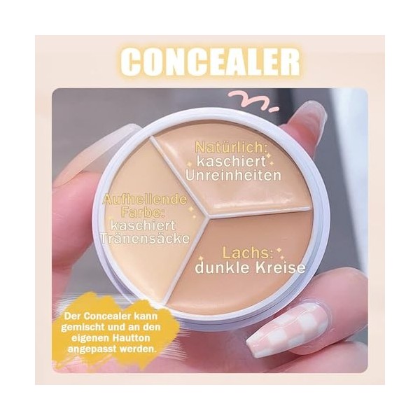 Palette de correcteurs 3 en 1 - Correcteur crème 3 en 1 - Contour correct avec pinceau - Corrects Dark Circles Red Marks & So