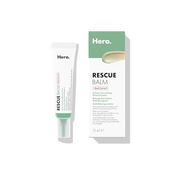 Hero Cosmetics - Rescue Balm Red Correct - Baume Correcteur Anti-Rougeurs - Atténue les rougeurs et marques laissées par lesb