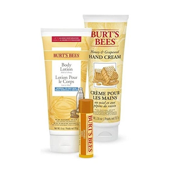 Cadeau pour femme Burt’s Bees | Coffret cadeau Honey Pot avec baume à lèvres au miel, crème pour les mains au Miel et aux Pép