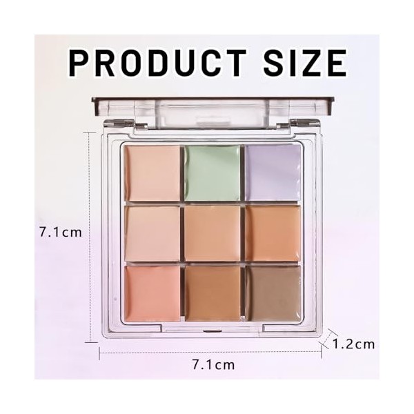 WishesMar Palette Correcteur de Teint 9 Couleur Makeup Concealer Correcteur Anti Cernes Maquillage pour un Usage Professionne