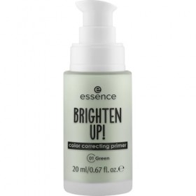 essence BRIGHTEN UP! color correcting primer 01 Green, réduit rougeurs, texture légère, fini naturel, s’utilise seule ou sous