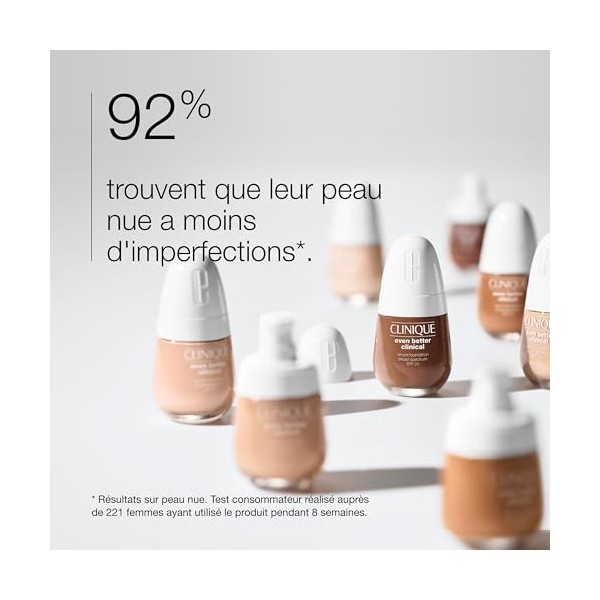 Even Better Clinical Fond de Teint Sérum SPF 20, Couvrance Totale, Fini Mat Satiné avec Technologie 3 Sérums, 30 ml