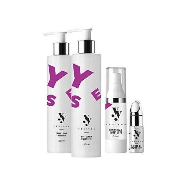 Set de soins corporels parfumés YES!YOU - Comprend une lotion pour le corps, une crème pour les mains, de lhuile pour les cu