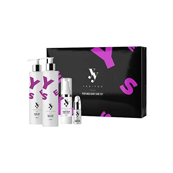 Set de soins corporels parfumés YES!YOU - Comprend une lotion pour le corps, une crème pour les mains, de lhuile pour les cu