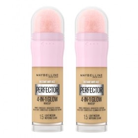 Maybelline New York Instant Age Perfector Glow 4en1 Anti-Cernes BB Cream Éclairant Primer Couleur 1.5 Light Medium avec Épong